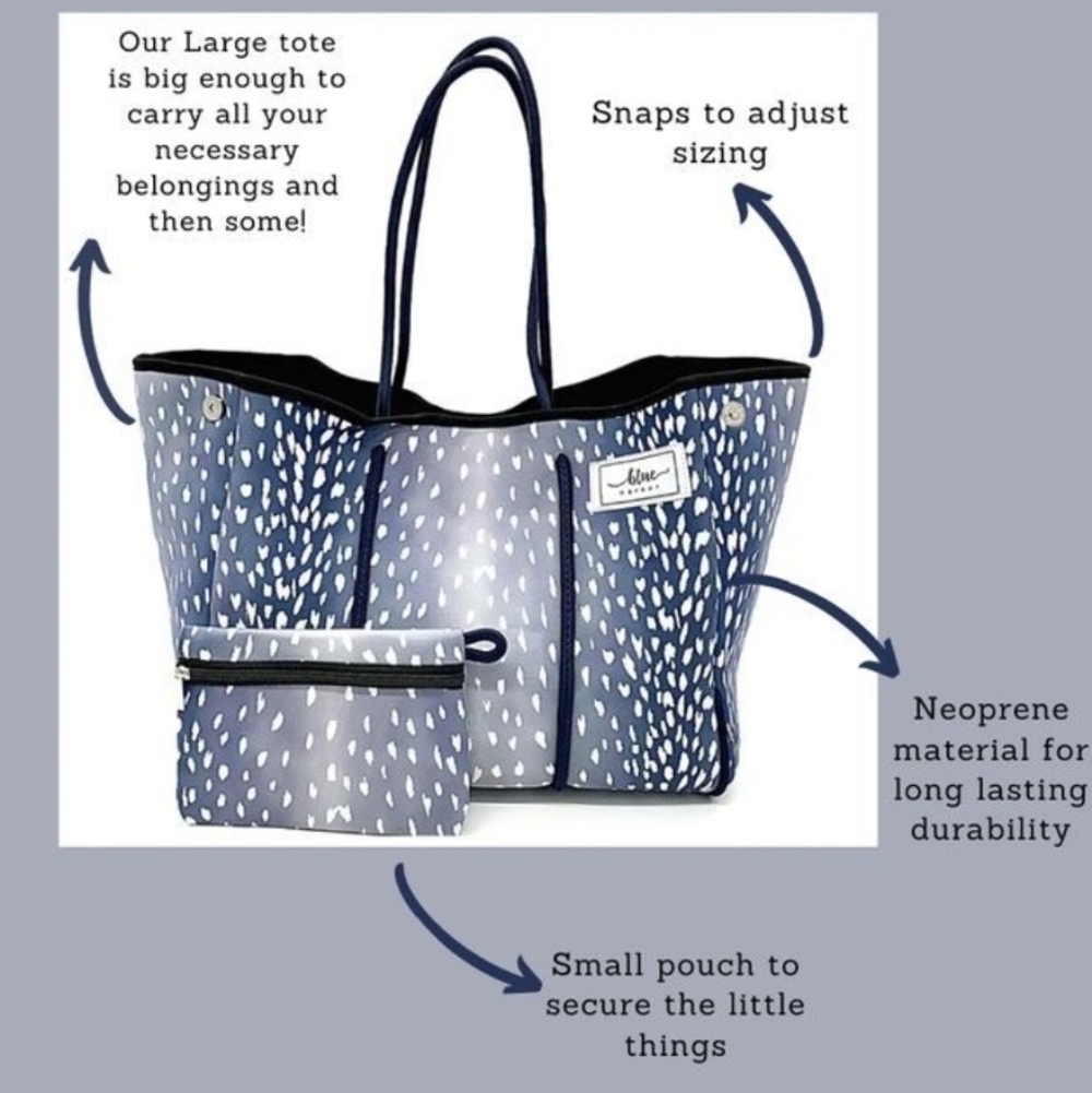 Blue Harbor Blue Fawn Large Neoprene Multi-use Tote Bag EUC